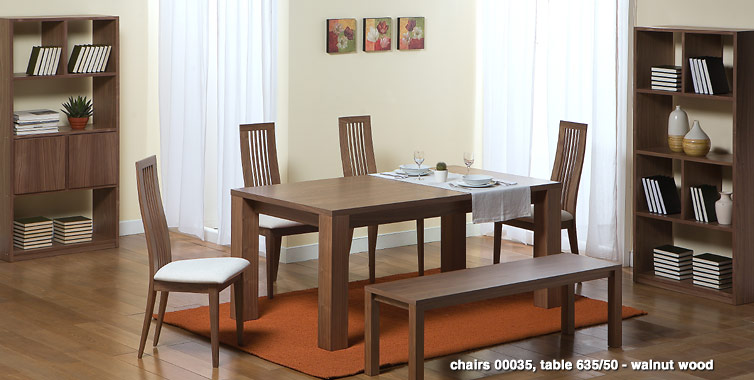Chairs 00035, Table 635/50 - Walnut wood