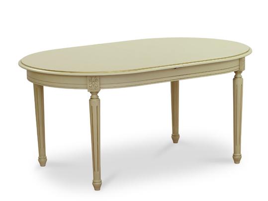 Tavolo mod. Luigi XVI T in legno di faggio, dim. 166x105+40+40 cm.