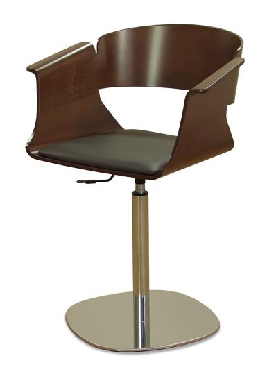 Poltrona mod. Swing O seduta in legno di faggio, sedile imbottito, base metallo.