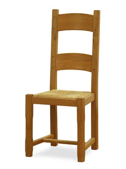 Sedia mod. Meribel-Q PS in legno di rovere, sedile impagliato, stile rustico. 