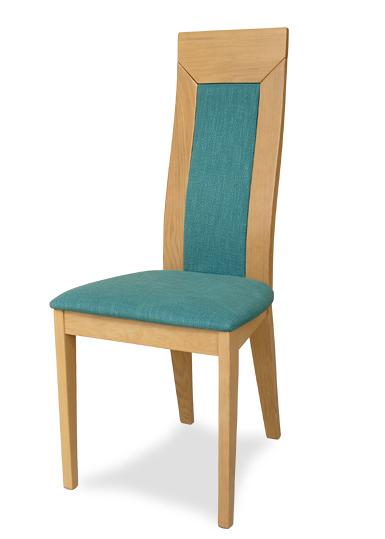 Sedia mod. 470/10 in legno di rovere, sedile e schienale imbottiti, stile contemporaneo.