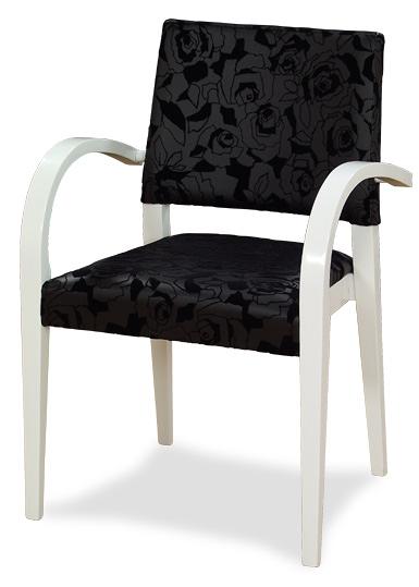 Sedia mod. Giorgia in legno di faggio, sedile e schienale imbottiti.