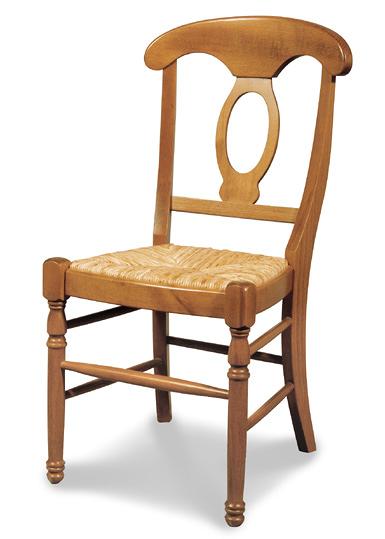 Sedia mod. Giuliana in legno di faggio, sedile impagliato, stile rustico.